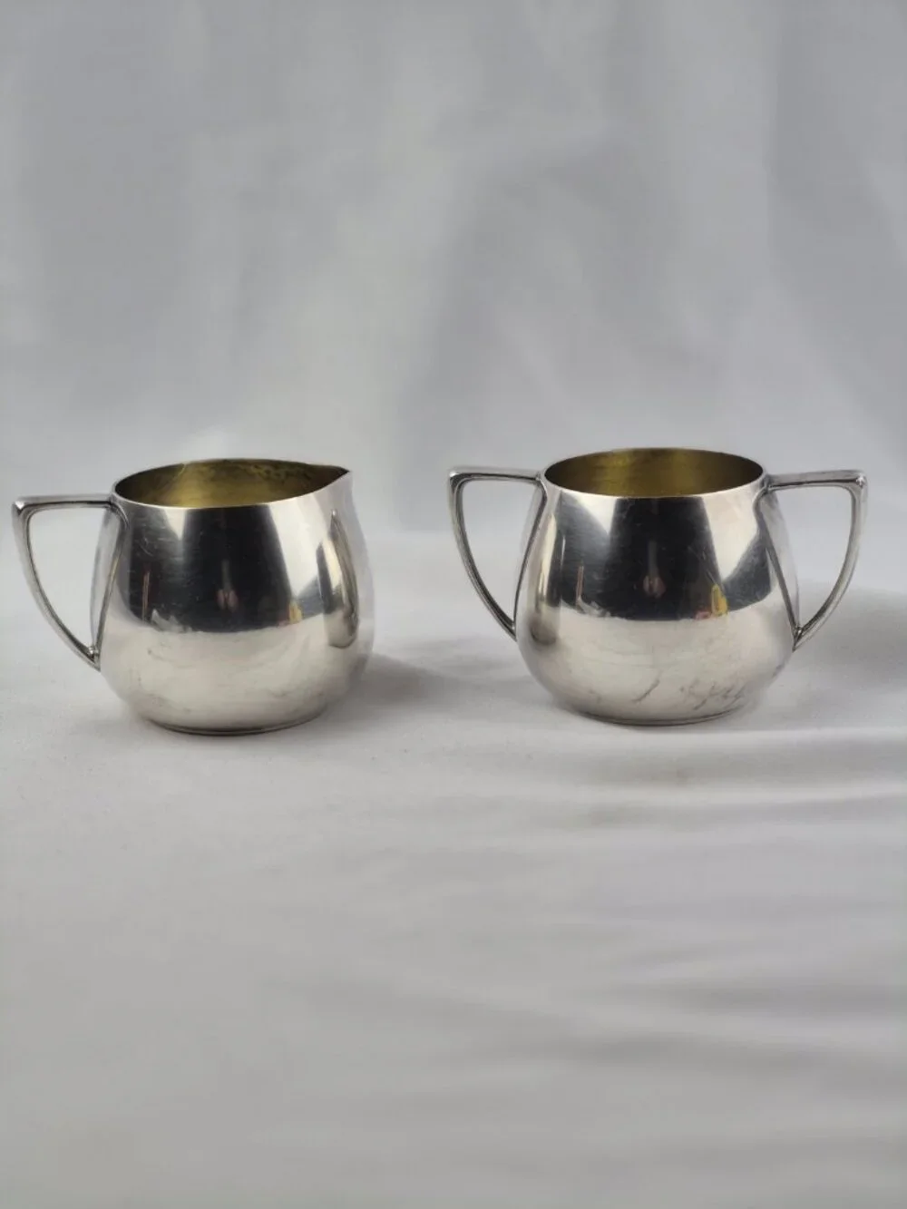 Mid Century Empire Crafts Quadruple Silver Plated Creamer & Sugar Bowl Set
